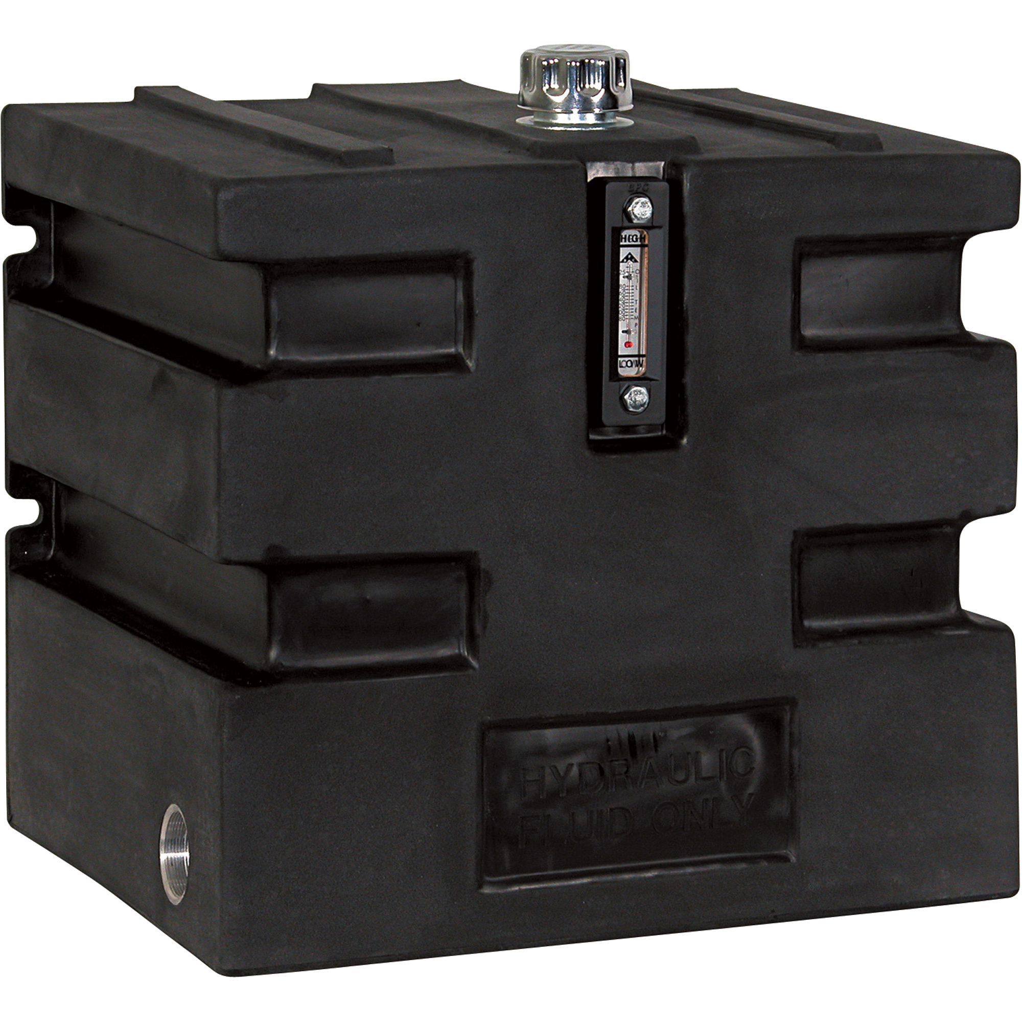 Buyers Products, 25 Gallon Side-Mount Polymer Reservoir, Capacity 25 Gal, Suction Port Size 2 in, Return Port Size 1-1/4 in, Model# SMR25P